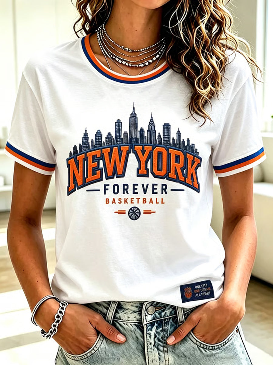 Women's Classic Basketball Fan Graphic Short Sleeve T-shirt