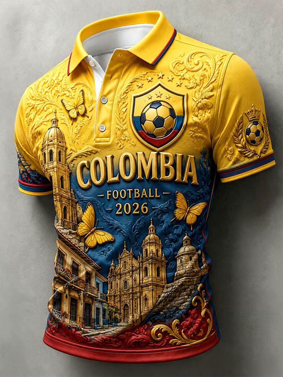 Men's 2026 Colombia Football Print Casual polo shirt