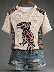 Women's Indigenous Totem Print Casual T-shirt