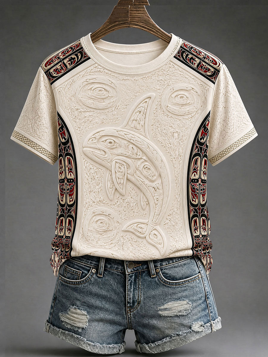 Women's Indigenous Totem Print Casual T-shirt