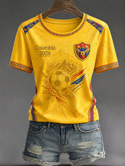 Women's 2026 Colombia Football Print Casual T-Shirt