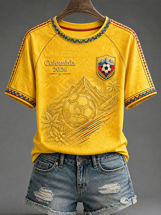 Women's 2026 Colombia Football Print Casual T-Shirt