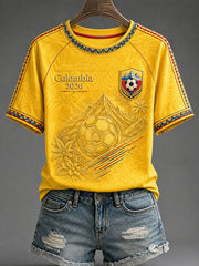 Women's 2026 Colombia Football Print Casual T-Shirt