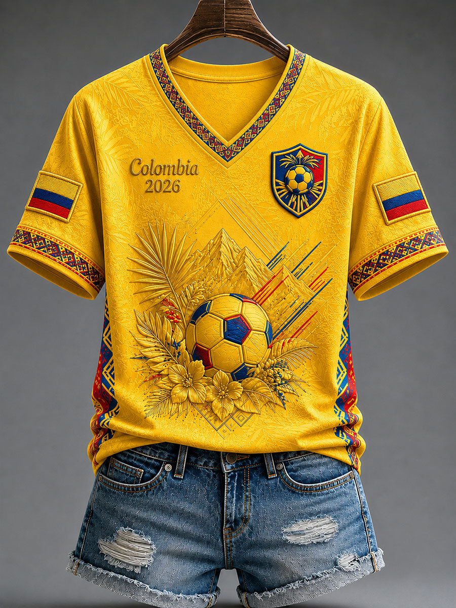 Women's 2026 Colombia Football Print Casual T-Shirt