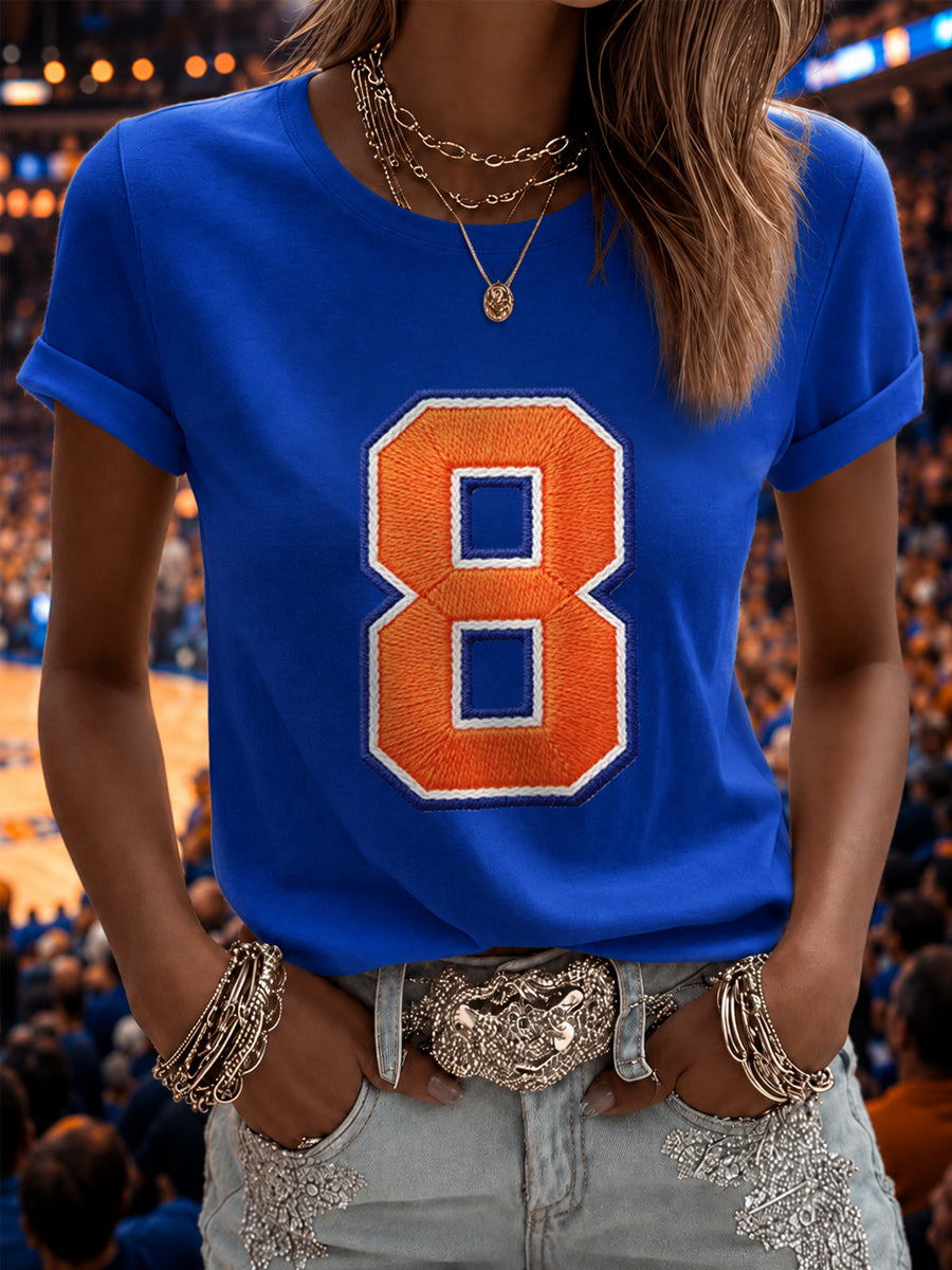Women's #8 Gift For Basketball Fans Print Casual Tee