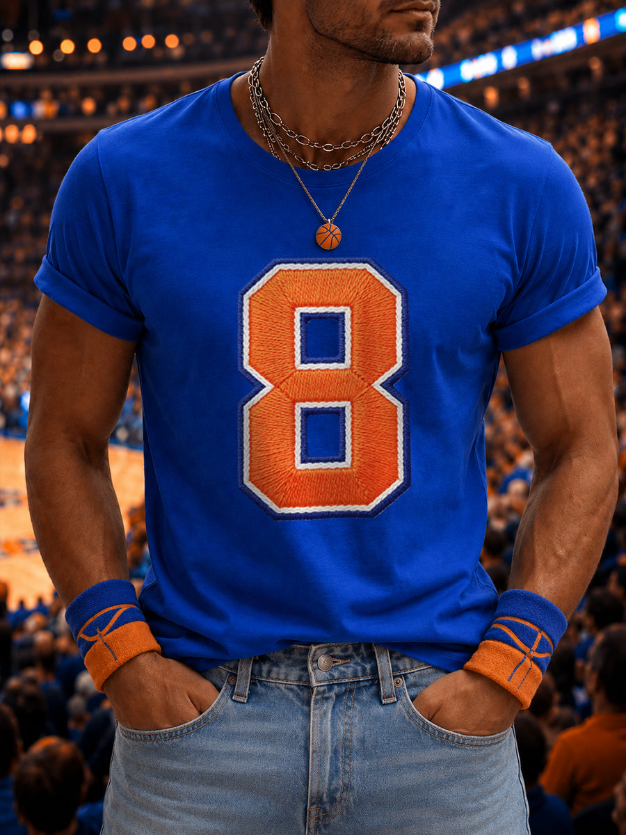 Men's #8 Gift For Basketball Fans Print Casual Tee
