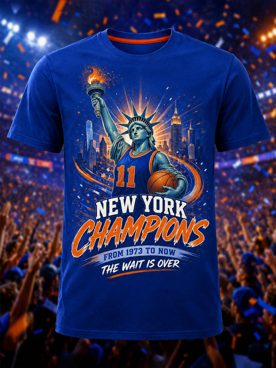 Men's New York Basketball Champions Celebration Print Casual Tee