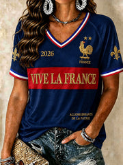 Women's French Football V-Neck T-Shirts