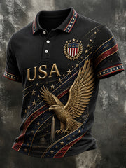 Men's America Print Casual Polo