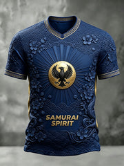 Men's Japan Football Inspired Print Short Sleeve V-neck T-shirt