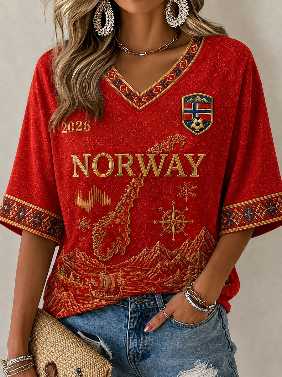 Women’s Norway Football Print Casual T-Shirt