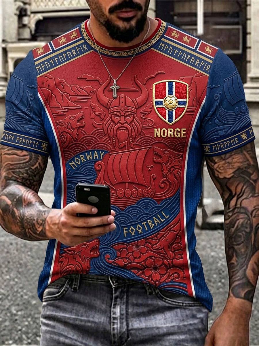 Men's Norway Football Inspired Art Celtic Print Short Sleeves T-shirt