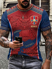 Men's Norway Football Inspired Art Celtic Print Short Sleeves T-shirt