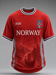 Men's Norway Football Print Casual T-Shirt