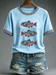 Women's Indigenous Totem Print Casual T-Shirt