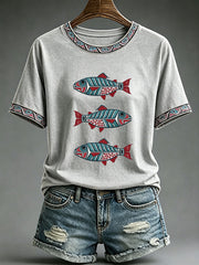 Women's Indigenous Totem Print Casual T-Shirt