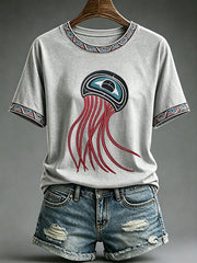 Women's Indigenous Totem Print Casual T-Shirt