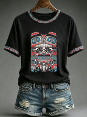 Women's Indigenous Totem Print Casual T-Shirt
