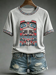 Women's Indigenous Totem Print Casual T-Shirt