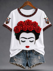 Women's Guelaguetza Mexico Lele Doll Art Printed T-shirt