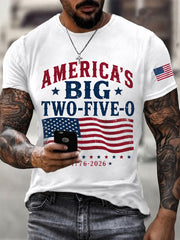 Men's America's Two-Five-O USA Flag Print Casual Patriotic Tee