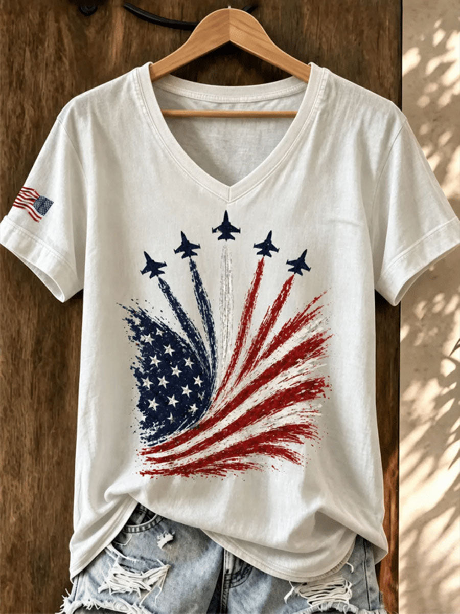Women's Independence Day Plane Short Sleeve T-Shirt