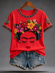 Women's Mexico Guelaguetza Lele Doll Art Printed T-shirt