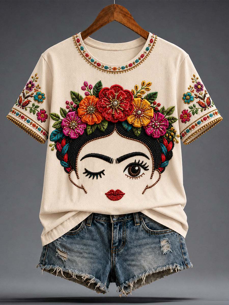 Women's Mexico Guelaguetza Lele Doll Art Printed T-shirt