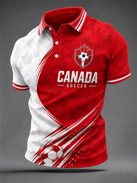 Men's Canada Soccer Graphic Print Casual Polo