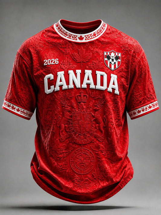 Men's Canada Soccer Printed Casual T-Shirt