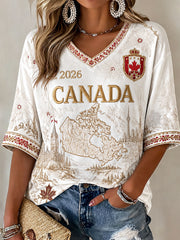 Women’s Canada Soccer Printed Casual T-Shirt
