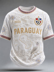 Men's Paraguay Football Print Casual T-Shirt