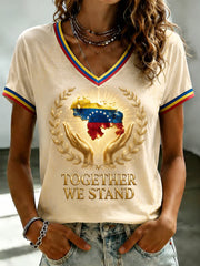 Women's VENEZUELA Printed V-neck T-shirt