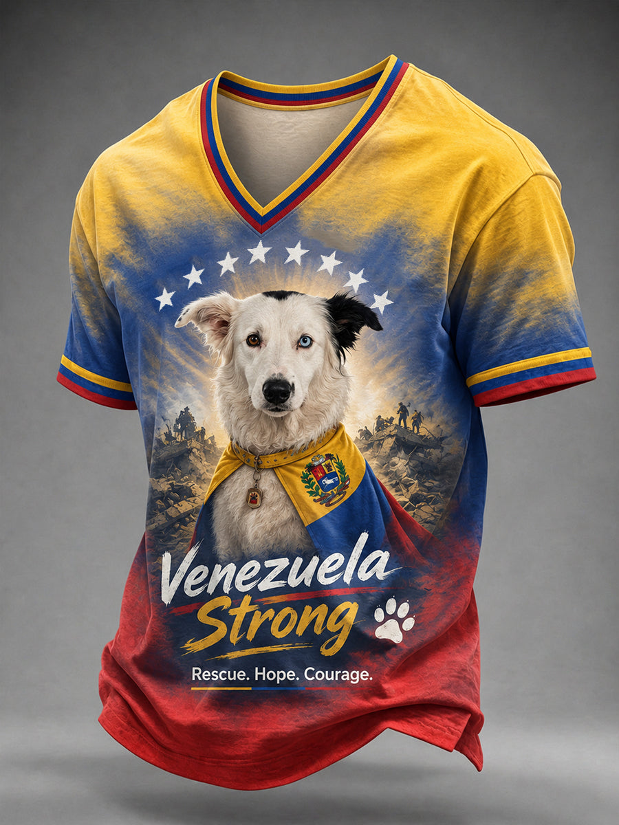 Men's Venezuela Hero Dog Tsunami Patriotic Dog Lover T-Shirt