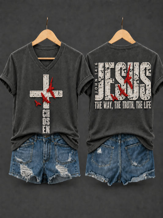 Women's Christian The way, The Truth, The Life JOHN 14:6 Cross Short Sleeve T-shirt