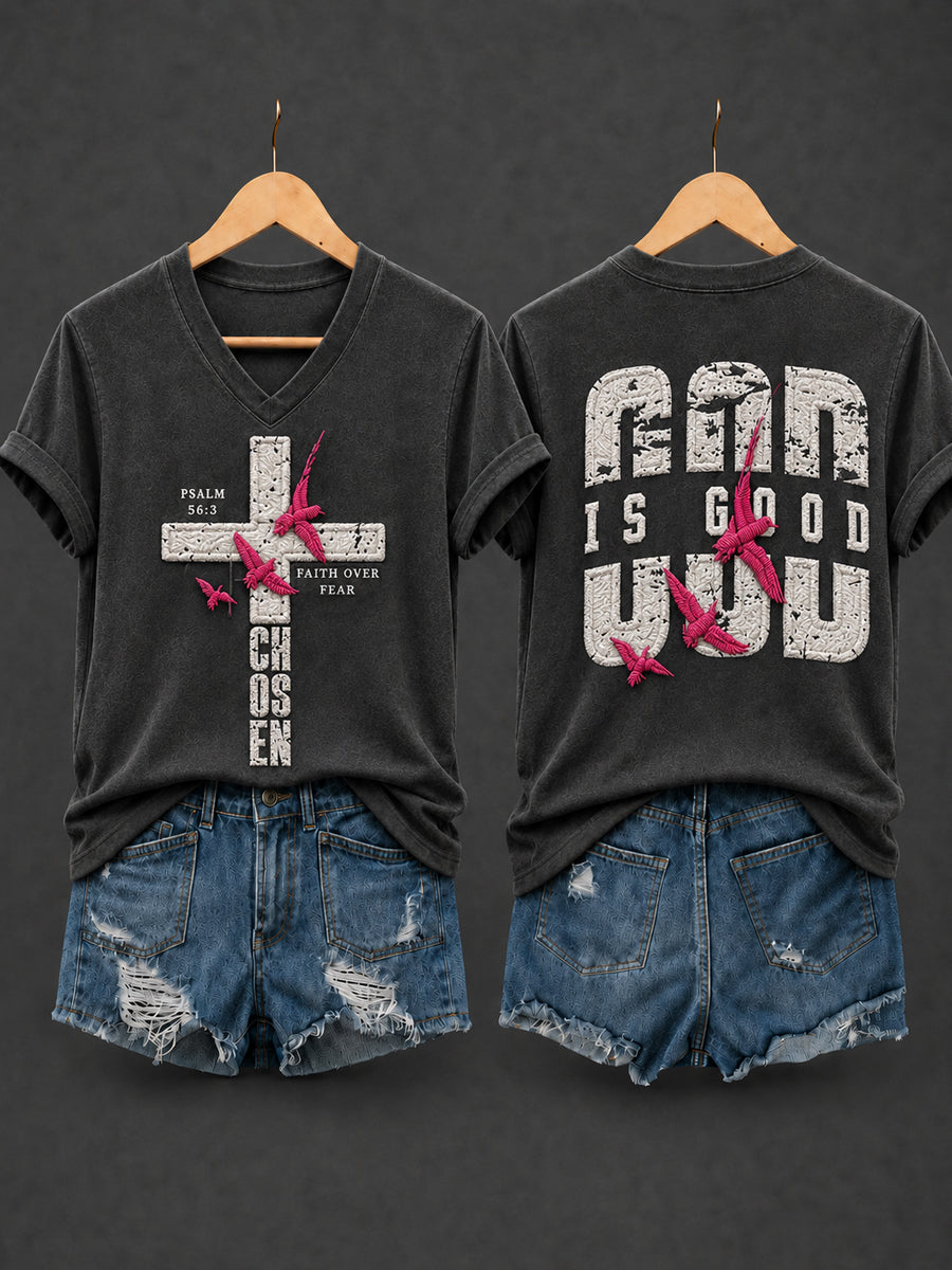 Women's Christian God Is Good Cross Short Sleeve T-shirt