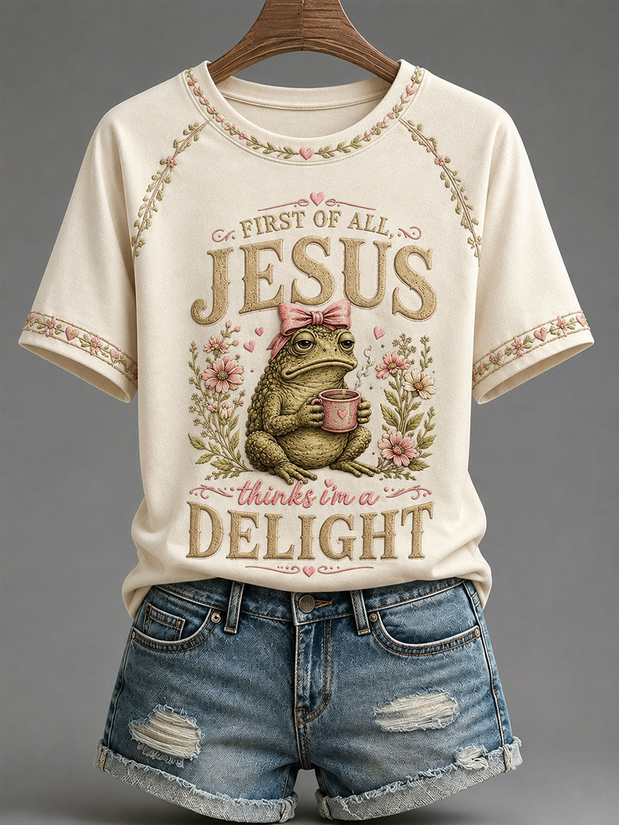 Women's 'I Could Be Meaner But Jesus Said No' Printed Casual T-Shirt