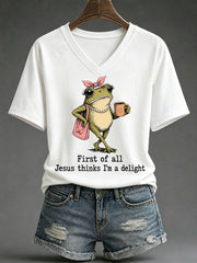 Women's 'Jesus Thinks I'm A Delight' Printed Casual T-Shirt