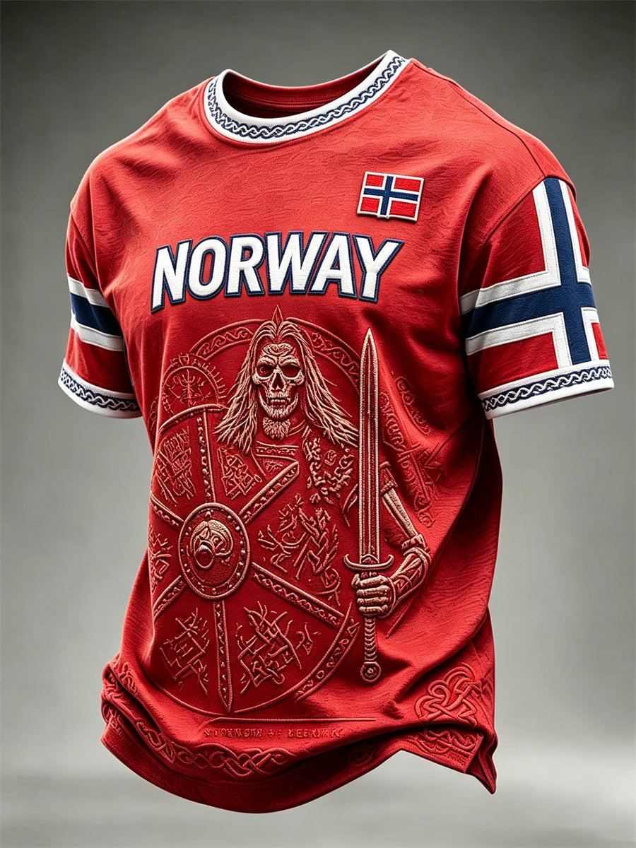 Men's Norway Viking Warrior Celtic Knot Flag Print short sleeves t-shirt