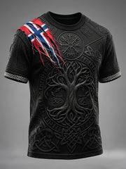 Men's Norway Viking Tree Of Life Art Celtic Print Short Sleeves T-shirt