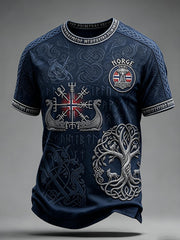 Men's Norway Viking Tree Of Life Celtic Print Short Sleeves T-shirt
