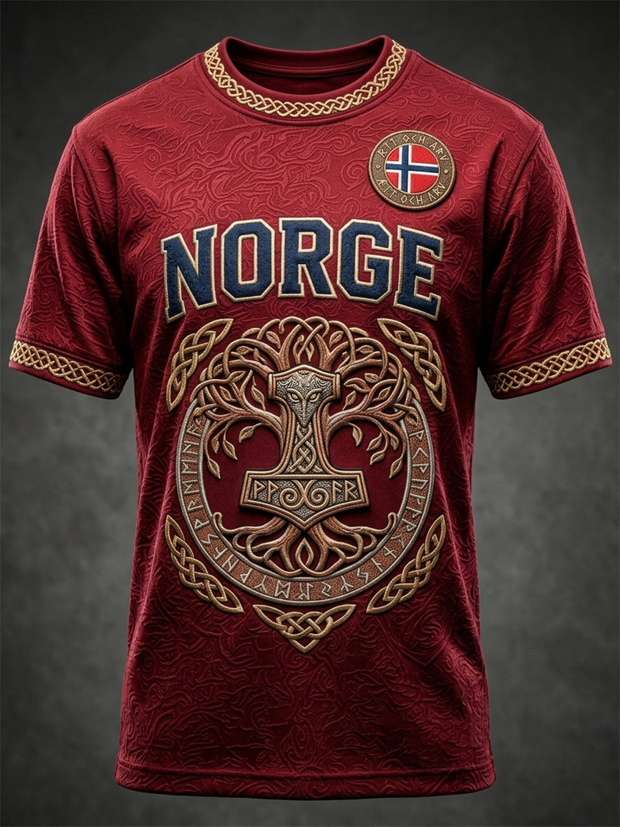 Men's Norway Viking Celtic Pattern Print Short Sleeves T-shirt