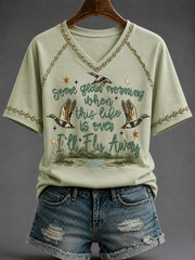 Women's Faith V-neck Off-shoulder Short-sleeved T-shirt
