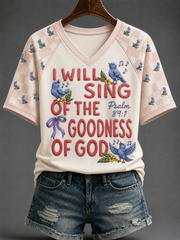 Women's Faith V-neck Off-shoulder Short-sleeved T-shirt