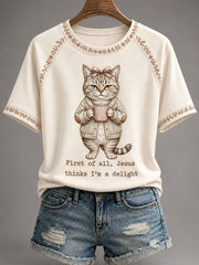 Women's Funny Cat Print Casual T-Shirt