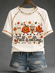 Women's Fall Is Calling Printed Casual T-Shirt