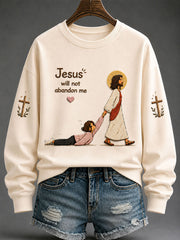 Women's "Jesus Will Not Abandon Me" Casual Regular Sweatshirt
