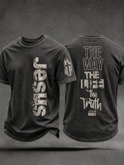 Men's Christian Jesus The Way The Truth The Life Cross Short Sleeve  T-shirt