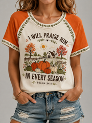 Women's Autumn Jesus Round Neck Short Sleeve T-shirt