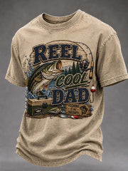 Men's Funny Fishing Print Casual T-Shirt